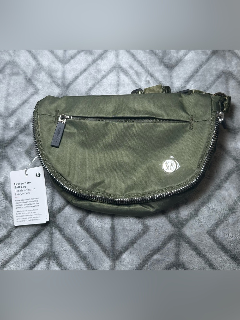 Compact 1L Sleek Olive Green colored half moon sling crossbody bag